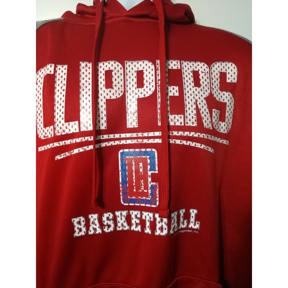 Majestic NBA LA Clippers Hoodie Mens XLT Red Gray Raglan Basketball Sweatshirt